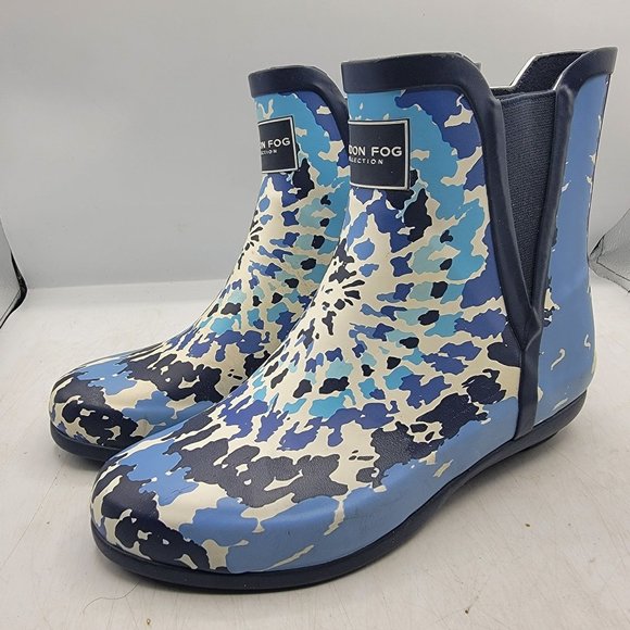 London Fog Collection Piccadilly Womens 6 Blue Tie Dye Rain Boots Outdoors - Picture 4 of 13